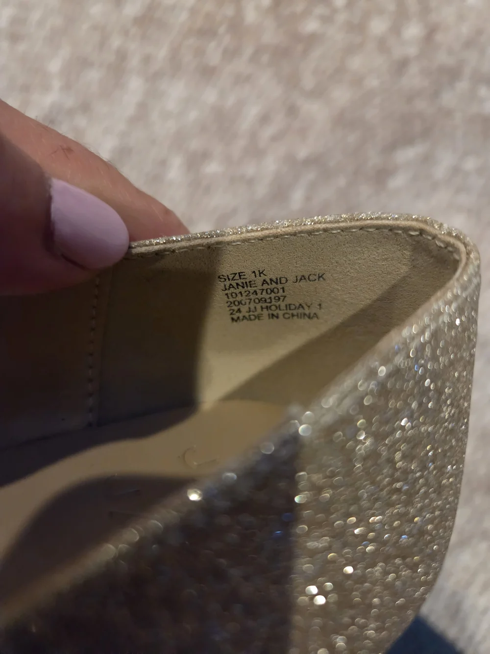 Janie and Jack Girls' Glitter Mary Jane Shoes - Gold Size 1
